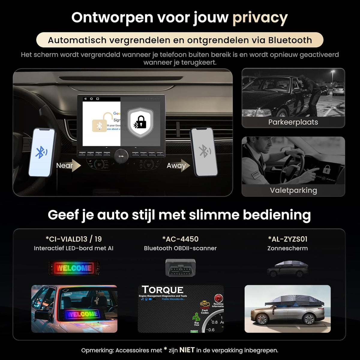 ATOTOZONE 10,1 "Autoradio met Zwevend Scherm, Android 1 Din & 2 Din Adaptieve Auto Radio, Draadloze CarPlay & Android Auto, Wi‑Fi/USB/Bluetooth, Achteruitrijcamera