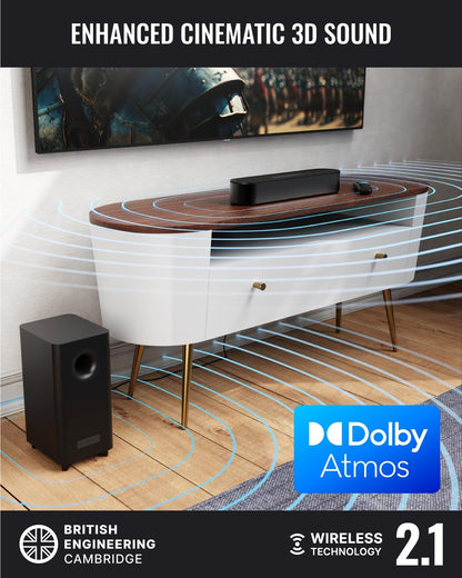 2.1 Soundbar Met Draadloze Subwoofer – Tv Soundbar – Soundbar Voor Tv – Geluidsbalk – Soundbar Set – 200W Vermogen – Bluetooth 5.3