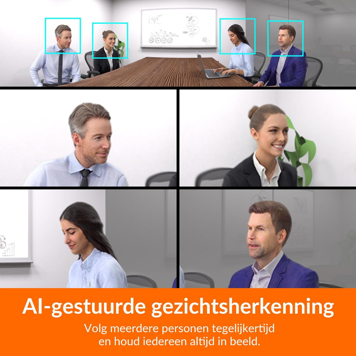 Innex C831 180° Panoramische 4K groothoek webcam met AI gezicht strak, ingebouwde microfoon voor Windows, Mac, Plug-and-play vergadercamera met flexibele kijkhoek voor vergaderruimte, hybride leren