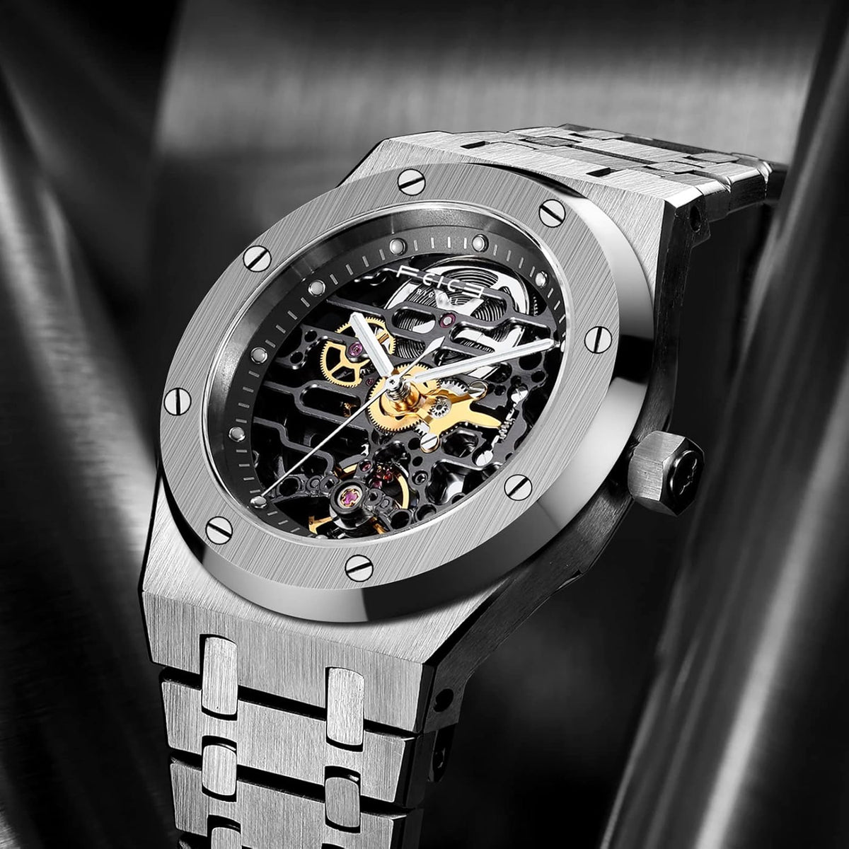 FEICE Automatische Mechanische Horloge Mannen Mechanische Skelet Horloges Sapphire Spiegel 42MM (1.65") FM019HOT