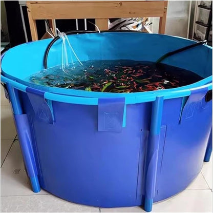 Zwembad boven de grond, canvas visvijver circulair verdikking zwembad grote opvouwbare duurzame plastic vijver met beugel voor koi cultuur landbouw irrigatie, tape frame 1350L (1,5 x 0,8 m)