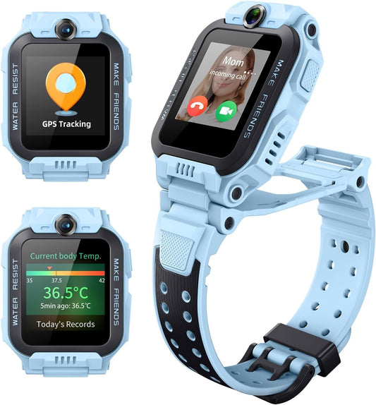 imoo Z7 Smartwatch voor kinderen met telefoon, kindersmartwatch, kindersmartwatch met telefooncall en langdurige video, IPX8 waterdicht (blauw)
