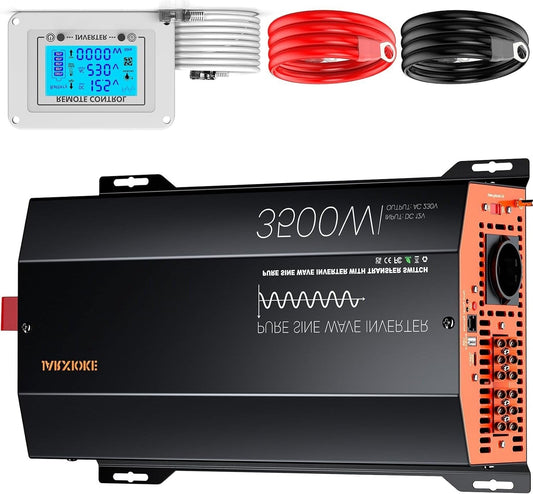 Omvormer – Stroomomzetter – Spanningsomvormer – Inverter – 3500W Zuivere Sinusgolf – Automatische Transfer Switch – LCD Afstandsbediening - QUORE