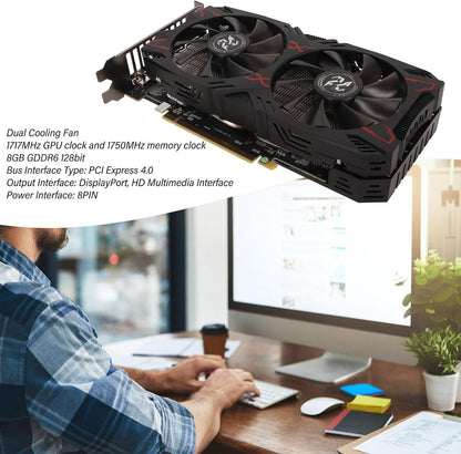 RX 5500 XT Grafische Kaart, 8GB GDDR6 128bit Gaming-videokaart, PCI Express 4.0x8, HDMI, DisplayPort X 3, 8PIN Voeding, Gaming-pc-computervideokaarten met Dubbele Ventilator