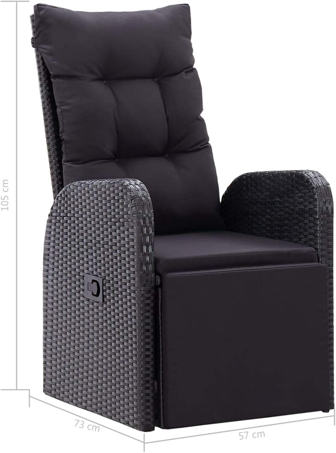 Tidyard Polyrattan Garden Chair with Backrest Black with Cushion Rattan Garden Chair 57 x 73 x 105 cm - QUORE