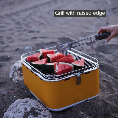 Barbecook tafel bbq Carlo houtskool barbecue met draagtas, geschikt voor 6 personen, Sunshine Yellow 44x33x21cm