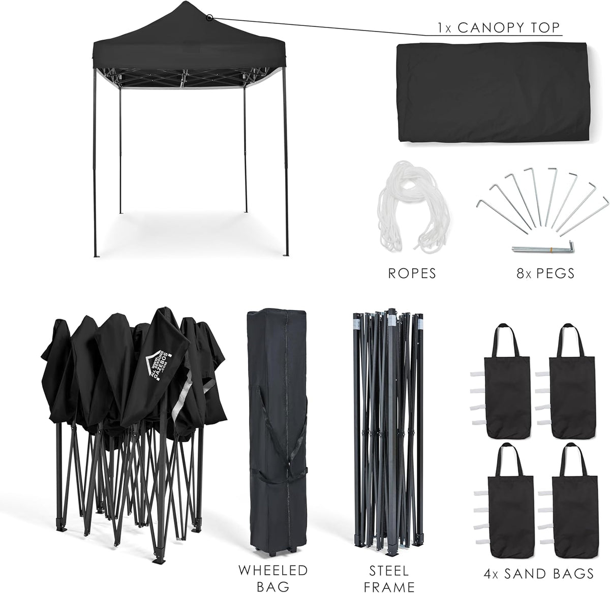 All Seasons Gazebos 3x2m Heavy Duty Volledig Waterdicht Pop Up Gazebo Met Accessoireset - Zwart