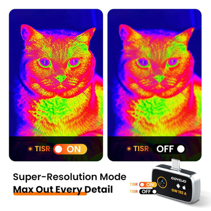 USB-C Warmtebeeldcamera, 192×192 IR-oplossing, 50° Groothoek, Ideaal voor Gebouweninspecties, Elektrische Tests en Pijpleidinginspecties (Compatibel met iOS en Android, Inclusief Lightning-adapter)