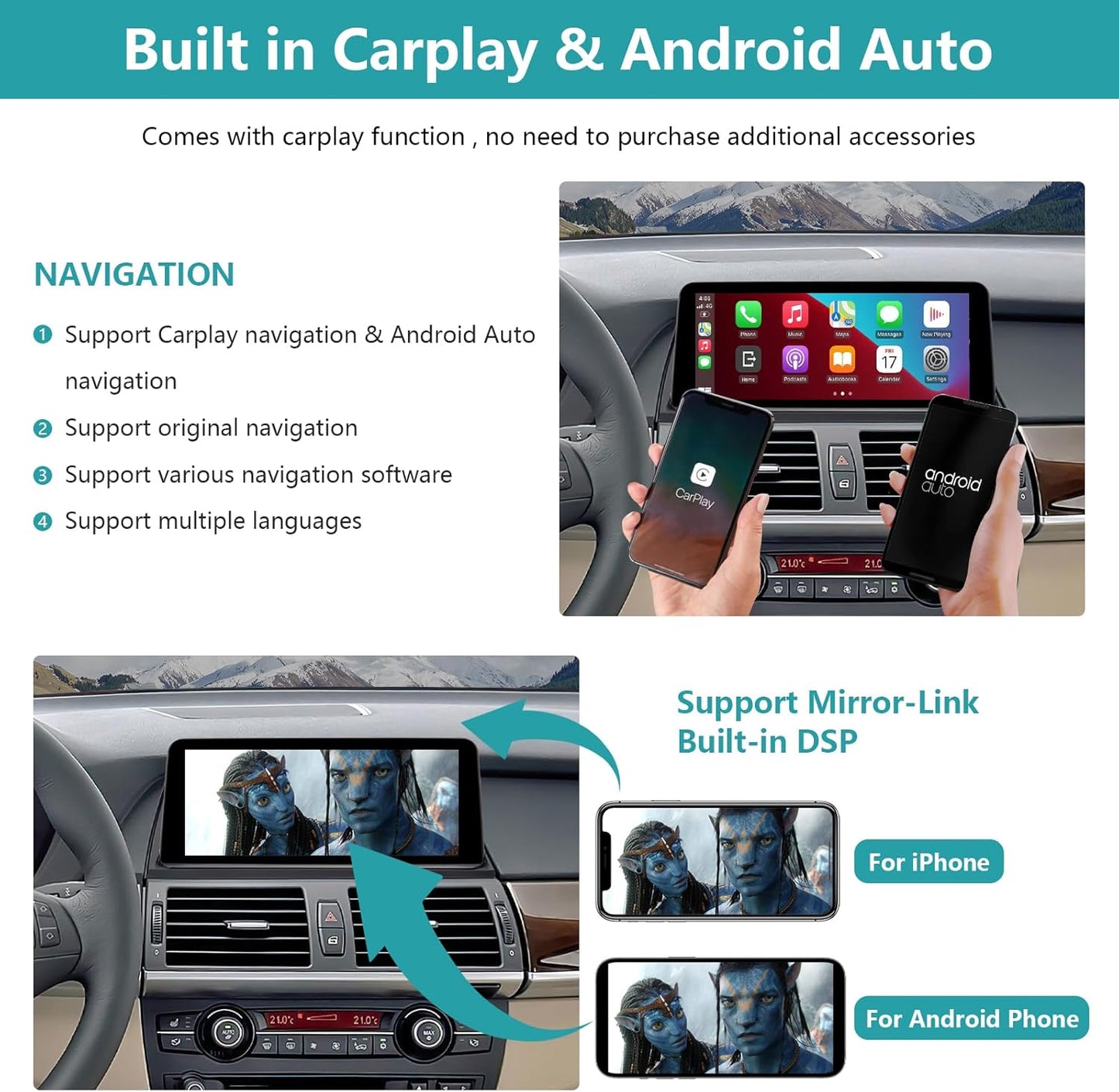 Autoradio – Touchscreen Radio – Multimedia Speler – Navigatiesysteem – Carplay Android Auto – 10,25 Inch Scherm – Draadloze Smartphone Integratie