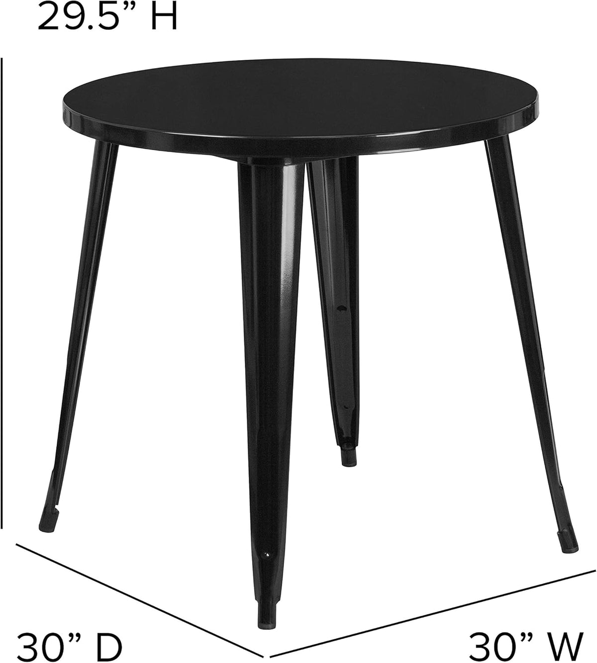 Flash Furniture Jeffrey Tafel voor binnen en buiten, 76,2 cm, rond, metaal, zwart