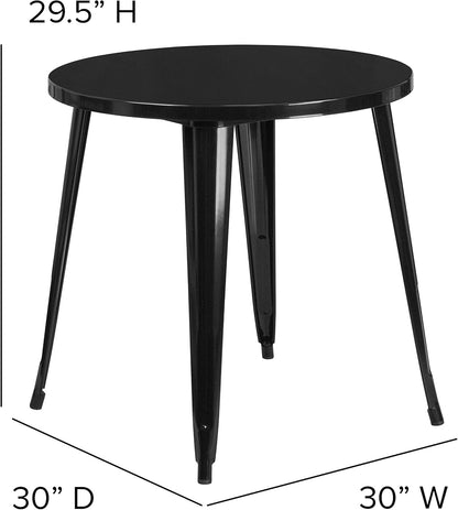 Flash Furniture Jeffrey Tafel voor binnen en buiten, 76,2 cm, rond, metaal, zwart