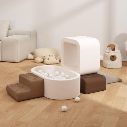 BanaSuper Softplayset voor kinderen, softplay-uitrusting voor peuters, babyschuimballenbak (Ballen niet inbegrepen), klimblokken met ballenzwembad, klim- en kruipspeelplaats