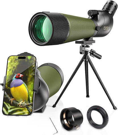 Gosky BAK4 Spotting scope, schuine spotting voor het schieten van doelen, jacht, vogelobservatie, wildobservatie, met smartphone-adapter en camera-adapter voor Nikon