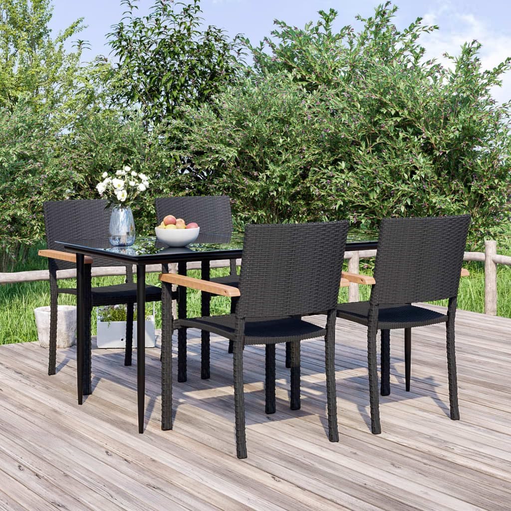 vidaXL 5-delige Tuinset poly rattan zwart - QUORE