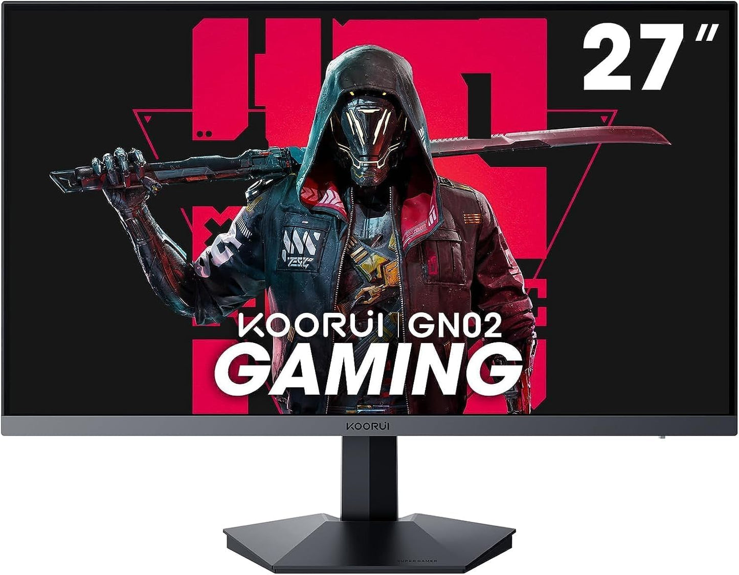 KOORUI 27 inch Gaming Monitor, PC Screen 240Hz, FHD, 1ms, Adaptive Sync (1920 x 1080p, DCI-P3 90%, SRGB 100%, HDMI, DisplayPort, VESA 75x75) - QUORE