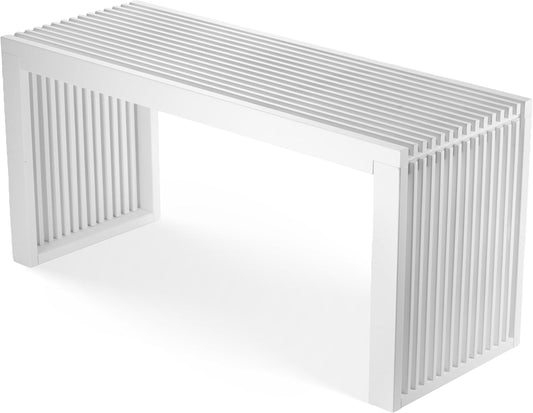 Bamboe Bank - Keukenbankje - Eetkamerbank - 90 x 33 x 43 cm - Eetbank Van Bamboe - Ingangsbank - Comfortabele Halbank - Zitbank Eetkamer Houten Bank Zonder Rugleuning (Wit)