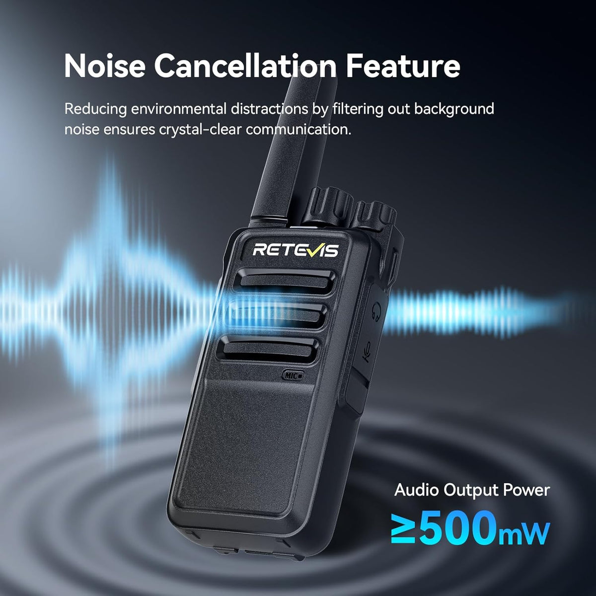 Retevis RT668 Walkietalkie met Headset, PMR446 Licentievrije Radio, Lange Afstand Walkietalkie Oplaadbaar, Draagbare 2-Weg Radio voor Beveiliging, Restaurant en Hotel (Zwart, 6 Stuks)