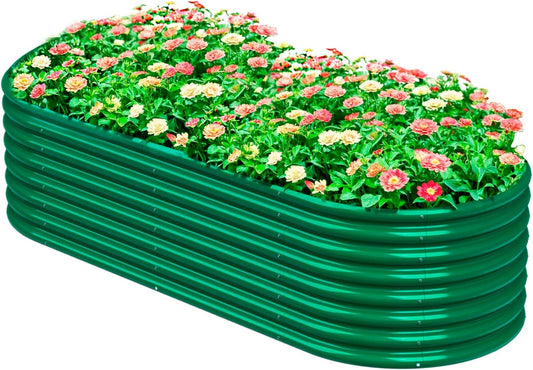 Verhoogd tuinbed 6 x 3 x 2 ft gegalvaniseerde dozen outdoor plantenbak tuinplanter voor groenten bloemen kruid (180x90x60 cm, groen)
