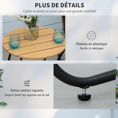 Outsunny Tuinmeubelset van polyrotan, 3-delig, stalen frame, 2 stoelen + 1 salontafel, kussens, grijs