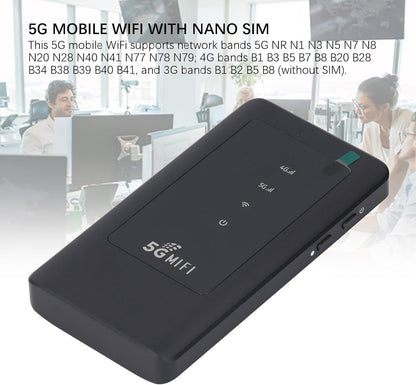 5G Wifi Draagbare Mobiele Hotspot, Dual Band Wifi, 5G Hoge Snelheid, Lage Latentie, Tot 16 Apparaten, voor Telefoons, Laptops, Tablets, Gameconsoles, voor Reizen en Kamperen