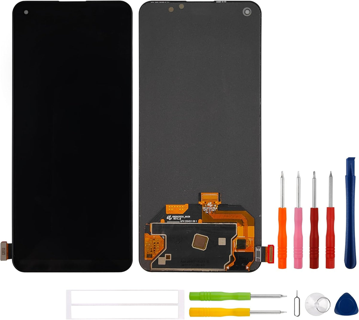 Gloednieuw 6,43 inch AMOLED-display compatibel met OnePlus Nord 2T CPH2399, CPH2401 (zwart zonder frame) (met vingerafdruk) lcd-display, touchscreen digitizer + gereedschapsset