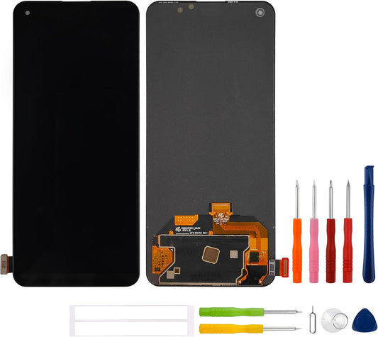 Gloednieuw 6,43 inch AMOLED-display compatibel met OnePlus Nord 2T CPH2399, CPH2401 (zwart zonder frame) (met vingerafdruk) lcd-display, touchscreen digitizer + gereedschapsset