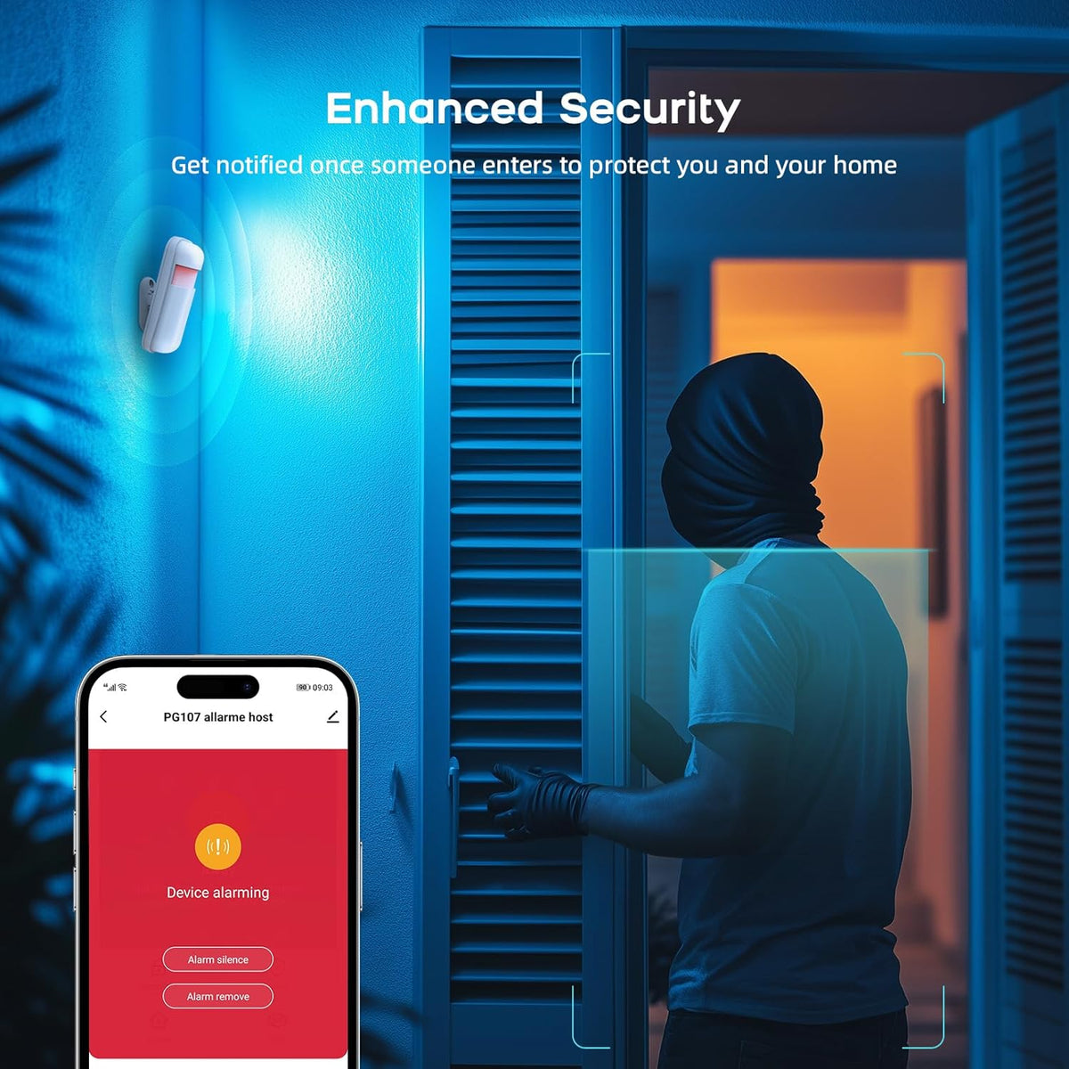 LWOHSI Alarmsysteem voor thuisbeveiliging, draadloze 4,3 inch Fulltouch Screen Alarm Kits met 2MP Beveiligingscamera, Mobiele telefoon APP Alert, Deursensoren, Afstandsbediening, Compatibel met Alexa