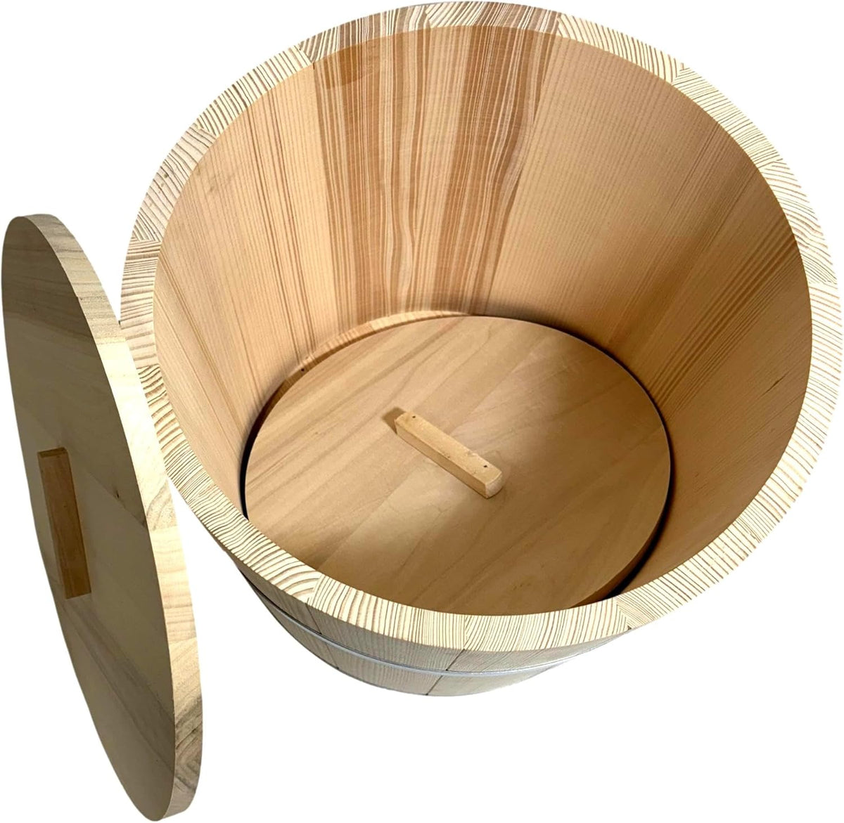 Wooden World – Ecologische Houten Fermentatie-emmer/Vat met 2 Deksel – Voor het Zuren van Kool, Augurken, Opslag of Sauna – Natuurlijk Hout – 25 Liter