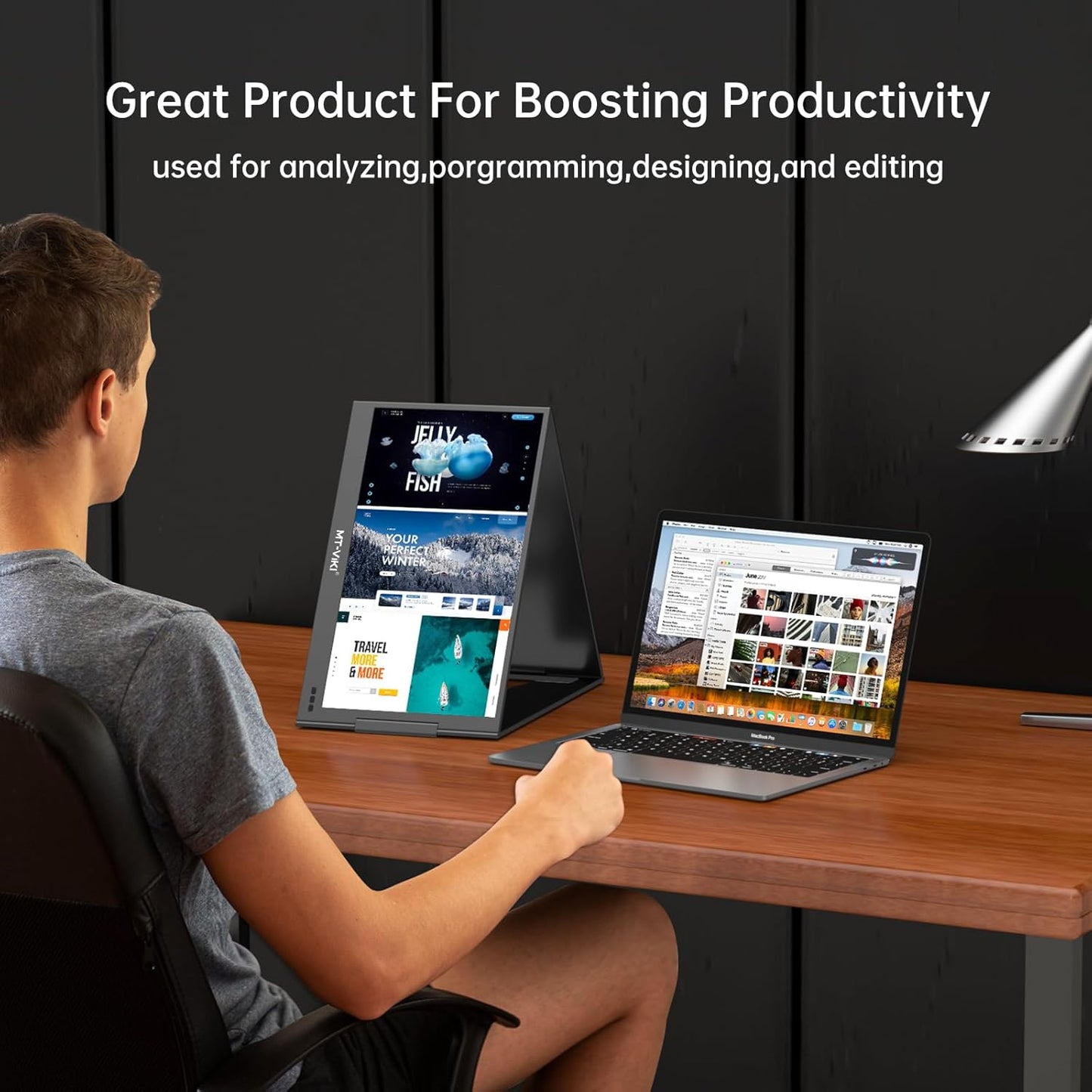 15,6 inch Laptop Schermverlenger – Draagbaar Extern Scherm – Monitor Extender – Portable Display – Tweede Scherm – FHD 1080P IPS Scherm – 360° Rotatie & Ultradun Aluminium Design