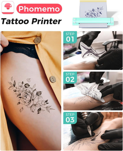 Phomemo M08F Tattoo Stencil Printer, Tattoo Printer Machine with 10 Tattoo Transfer Paper + Storage Box, A4 Tattoo Thermal Printers, Compatible with Smartphone and PC for Beginners, Tattoo Artists - QUORE