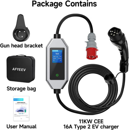 Oplaadkabel Type 2 – Laadkabel Elektrische Auto – EV Oplader – Mobiele Laadkabel – Type 2 Kabel – 11 kW 3-Fase – 7 Meter Met App-Bediening