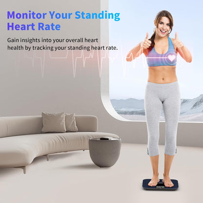 Healthkeep Personenweegschaal met Bluetooth, met TFT-kleurendisplay en ITO-technologie, 25 lichaamsgegevens met hartslag, app voor Andriod en iOS 180 kg/400 lb/28 st, blauw