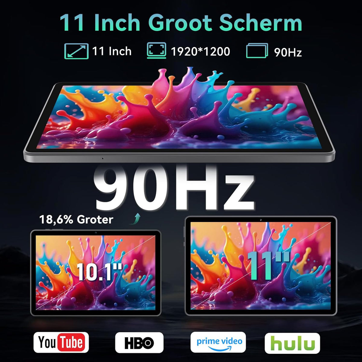 Tablet 11 Inch met Gemini AI, Android 16 Tablet met Hoe, Muis & Toetsenbord, Octa-Core, 24 GB RAM + 128 GB ROM + 2 TB TF, 1920 * 1200 HD Display, 90 Hz, 8MP + 13MP Dual Camera, 8000 mAh, Grijs