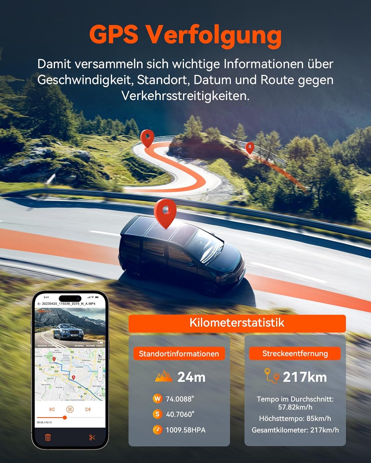 VANTRUE N4 Pro 5G WiFi Dashcam Auto 4K+ 1080P+ 1080P/ 3 HDR, STARVIS 2 Dash Cam Privacy Modes en Buffer Parkeervolgsysteem Auto Camera IR Starlight Nachtzicht, Voice Command, GPS, 2,45" Max 512GB