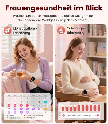 DREMAC Smartwatch voor dames met bluetooth-oproep/1,43 inch Amoled smartwatch met 120 sportmodi, 24/7 hartslagmonitor, stappenteller/SpO2/slaap, compatibel met Android iOS