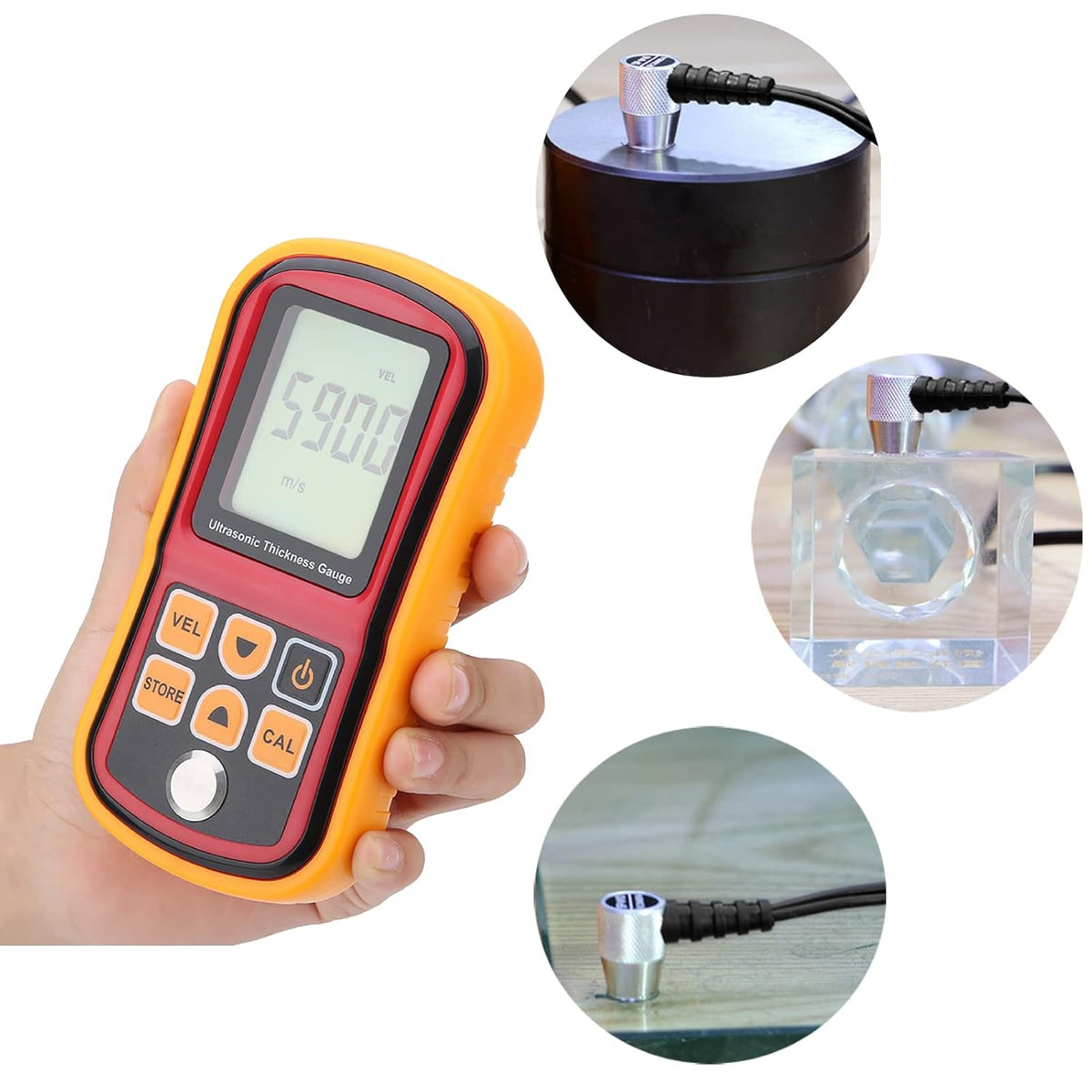 Thickness Meter, GM100 Digitale Ultrasone Diktemeter 1,2-300 Mm Staalbreedte, Laagdiktemeter, LCD-Scherm Met Vier Cijfers En 0,01 Mm Resolutie