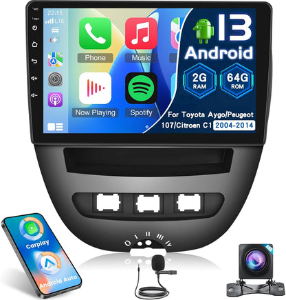 Autoradio – Multimediasysteem – Touchscreen Radio – Navigatiesysteem – Inbouwstereo Voor Auto's 2004-2014 – 10,1 Inch Touchscreen – Draadloze CarPlay & Android Auto