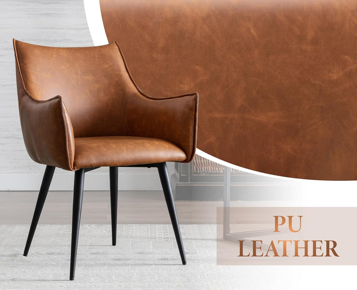 chairus PU lederen kuipstoel thuiskantoor woonkamer gestoffeerde fauteuil waterdicht accent longue stoel met metalen poten (bruin)