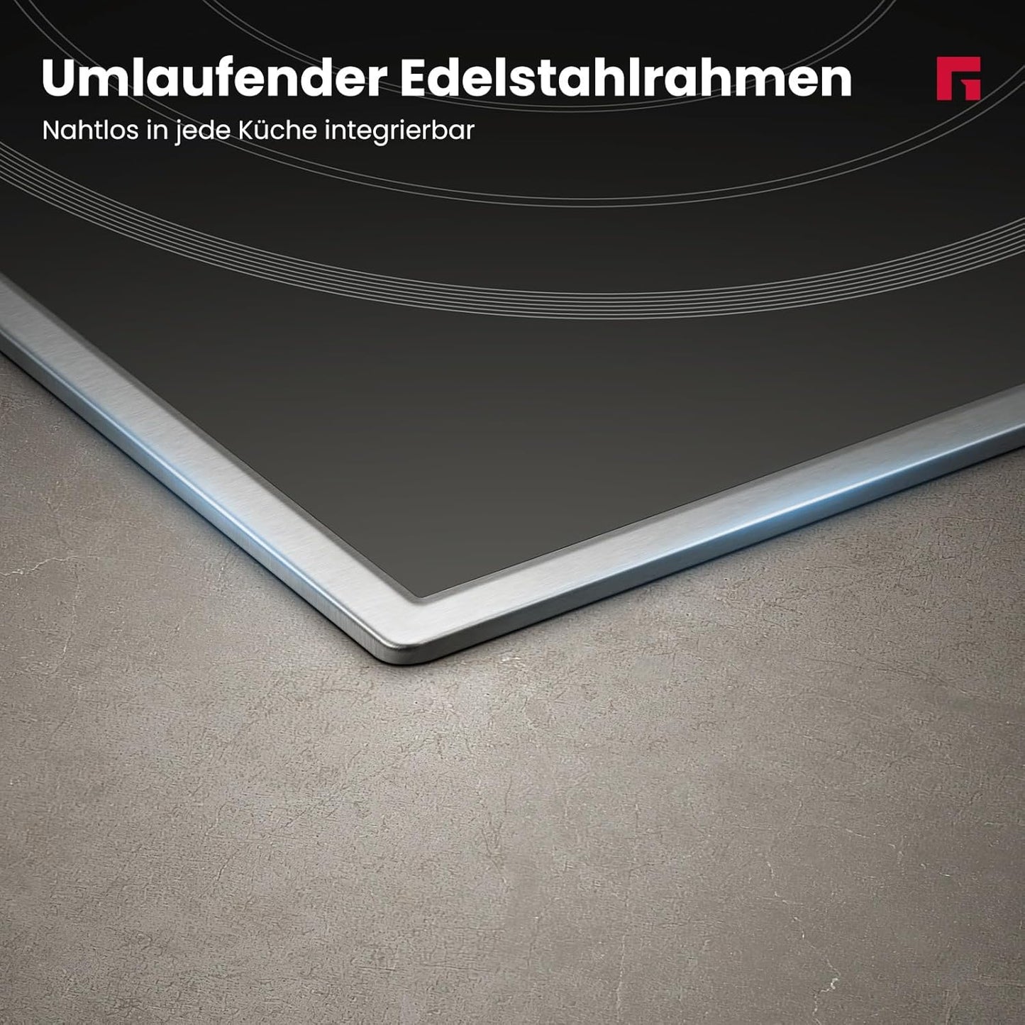Glaskeramisch Kookveld – Elektrisch Kookplaat – Inbouw Kookplaat – Keramisch Kookveld – Kookplaat 90 cm – Roestvrijstalen Frame – 5 Kookzones Met Slider Bediening – 8500W Totaal Vermogen