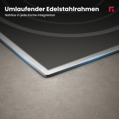 Glaskeramisch Kookveld – Elektrisch Kookplaat – Inbouw Kookplaat – Keramisch Kookveld – Kookplaat 90 cm – Roestvrijstalen Frame – 5 Kookzones Met Slider Bediening – 8500W Totaal Vermogen