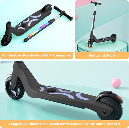 SISIGAD E-step voor kinderen van 6 tot 10 jaar, met knipperende ledlampen en 3 instelbare hoogtes, 45 W motor max. 10 km/u, maximale belasting 70 kg
