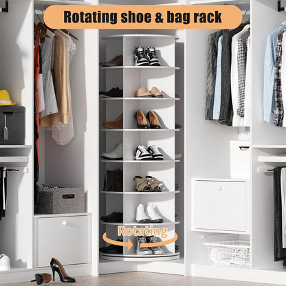 360° Draaibare Schoenenkast Wit – Schoenenrek – Schoenen Organizer – Opbergkast – Schoenentoren – 7 Lagen – Tot 28 Paar