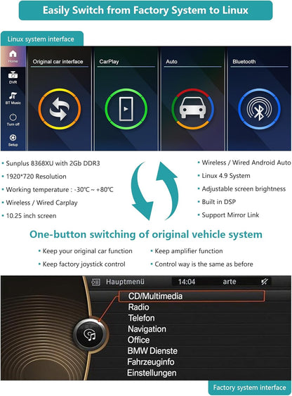Autoradio – Touchscreen Radio – Multimedia Speler – Navigatiesysteem – Carplay Android Auto – 10,25 Inch Scherm – Draadloze Smartphone Integratie