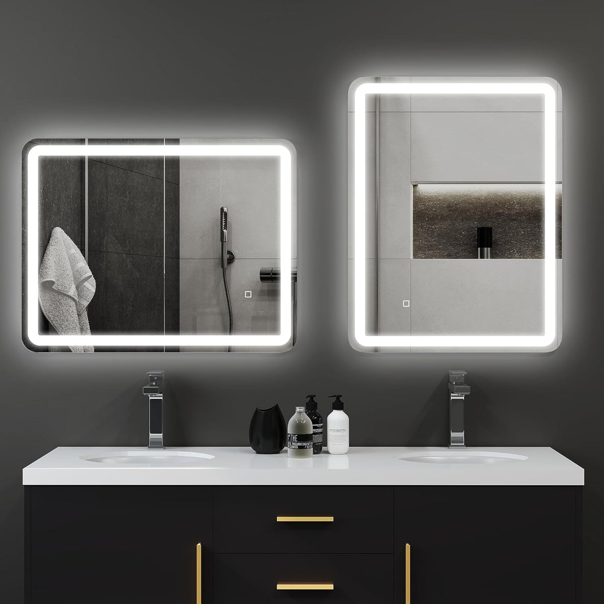Badkamerspiegel – Wandspiegel – LED Spiegel – Verlichte Spiegel – Touch Spiegel – 70 x 90 cm – Anti-Condens – Geheugenfunctie