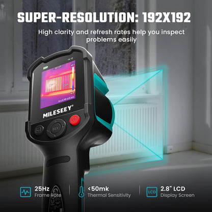 MiLESEEY TR10 thermocamera, super resolutie 192 x 192, professionele warmtebeeldcamera, updatefrequentie 25 Hz, warmtecamera van -4 °F tot 1022 °F, batterijduur van 8 uur