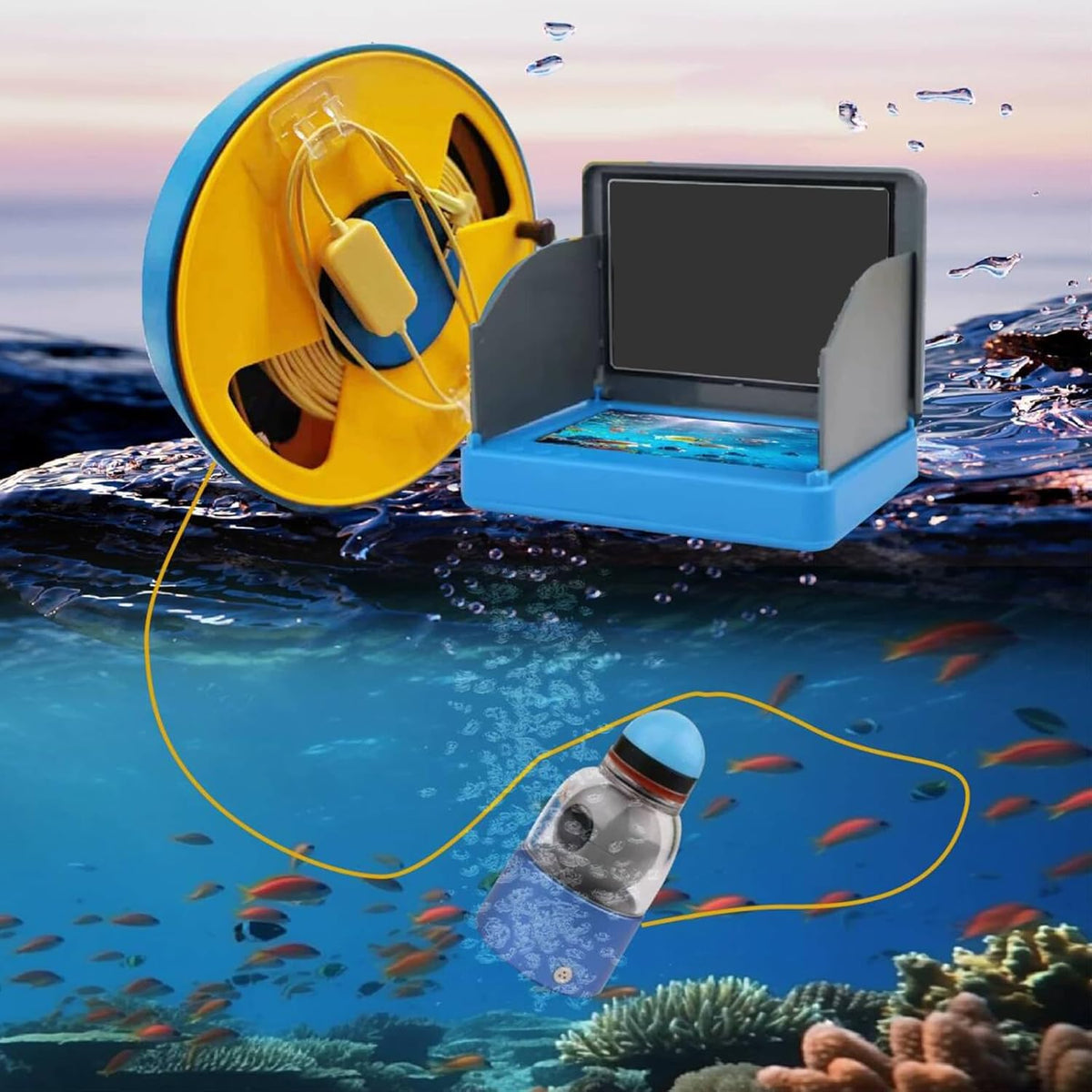 360 ° Onderwater Vissen Camera met 5 Inch Draagbare Monitor Night Prestaties Fishfinder 1000 TVL 30 M Kabel
