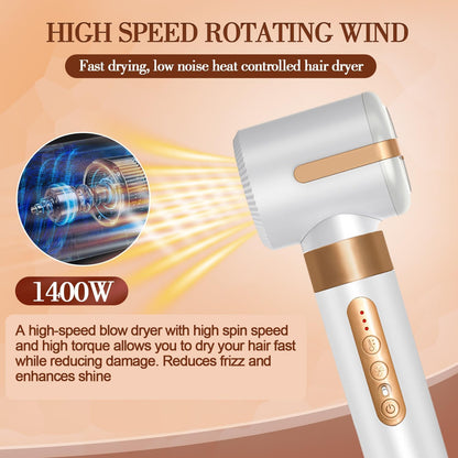 7-in-1 haardroger, snelle haardroger, stylinggereedschapsset, heteluchtborstel, diffuser, mondstukken, stijlkam, krulstaaf, volumizer (wit)