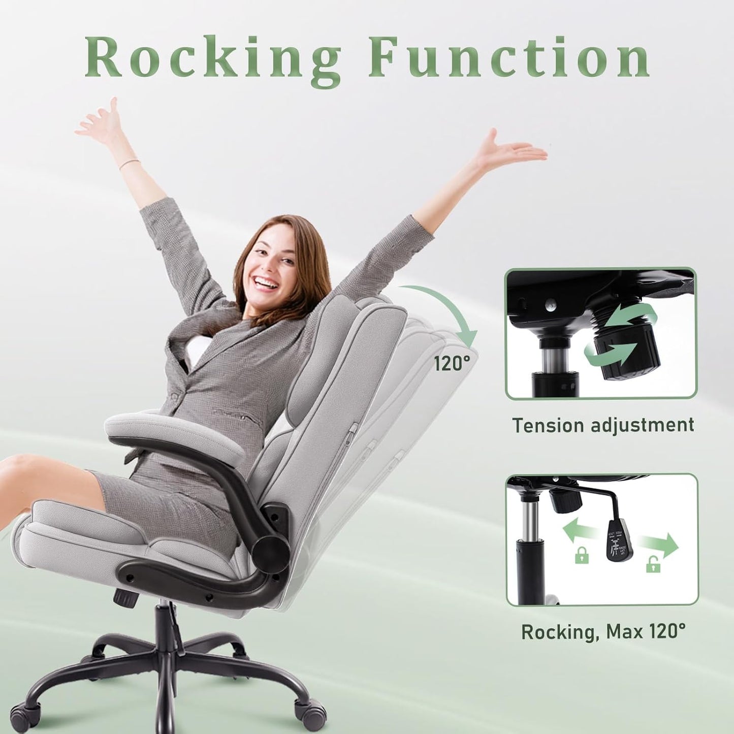 Bureaustoel – Office Chair – Werkstoel – Gaming Stoel – Bureau Stoel – Hoge Rugleuning – Gevoerde Zitting – Opklapbare Armleuningen – 200kg Draagvermogen – Ergonomisch Design