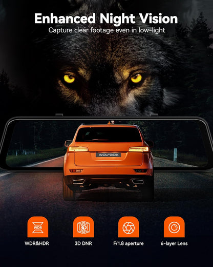 Dashcam Spiegel – Auto Camera – Rearview Camera – 4K Dashcam – Rijhulpsystemen – 12 Inch Touchscreen – Geavanceerde ADAS Veiligheidssystemen - QUORE