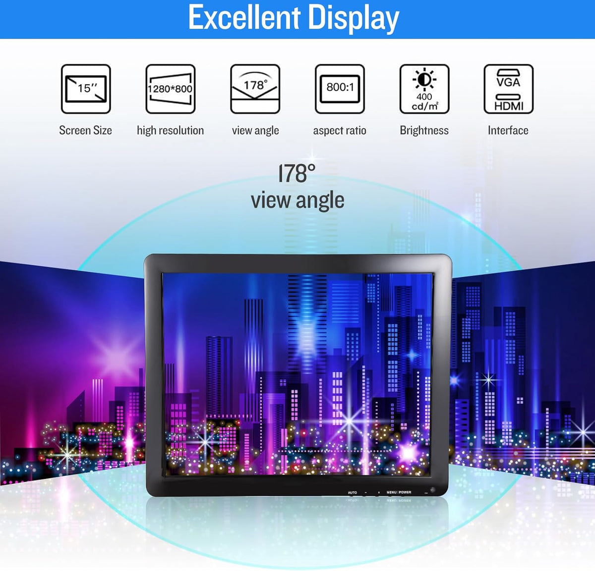15 inch Touchscreen Display CCTV Monitor met HDMI BNC VGA AV USB Multifunctionele Input Camera Beveiliging Monitoring Multi-Touch LCD Monitoren 1024x768 resolutie Ingebouwde Speaker